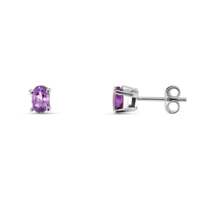 Boucles d'oreilles Argent Améthyste ovales 6x4mm