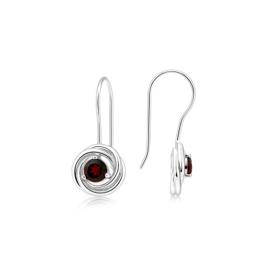 Boucles d'oreilles Argent Anneaux entrelacés et Grenat