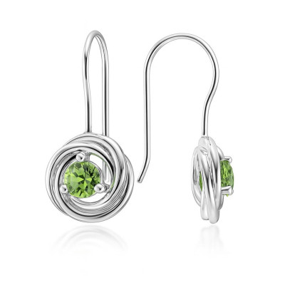 Boucles d'oreilles Argent Anneaux entrelacés Péridot