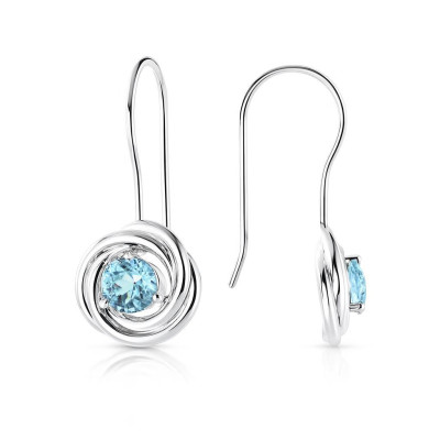 Boucles d'oreilles Argent Anneaux Topaze Bleue Traitée