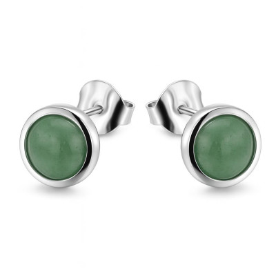 Boucles d'oreilles Argent Aventurine Ronde 7mm