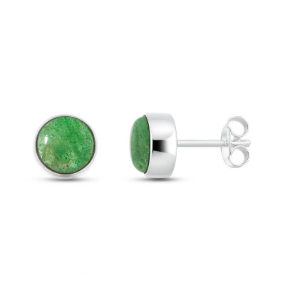 Boucles d'oreilles Argent  Aventurine Rondes 8mm