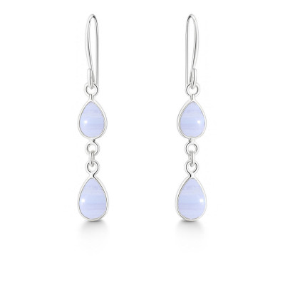 Boucles d'oreilles Argent Calcédoine Bleue Poire