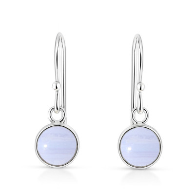 Boucles d'oreilles Argent Calcédoine Rondes 7mm