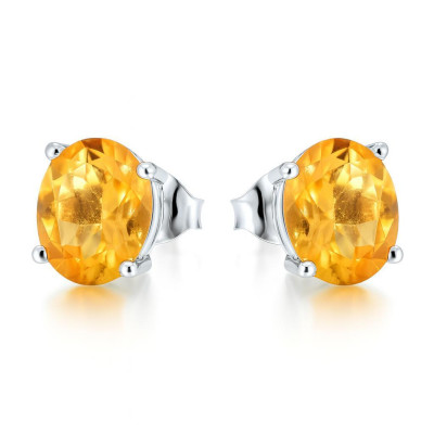 Boucles d'oreilles Argent  Citrine Ovale 10x8mm