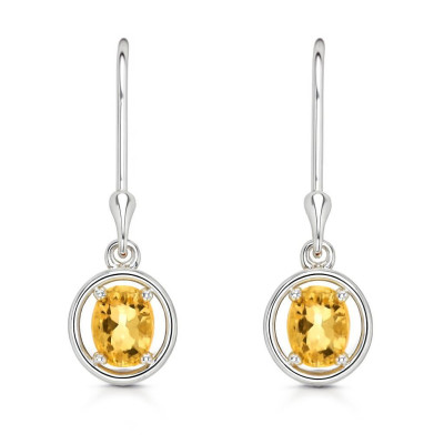 Boucles d'oreilles Argent  Citrine Pendantes