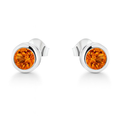 Boucles d'oreilles Argent  Citrine Ronde 5mm