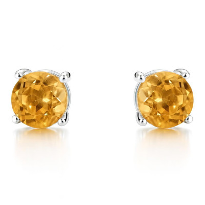 Boucles d'oreilles Argent  Citrine Ronde 8mm