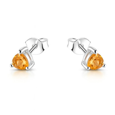 Boucles d'oreilles Argent  Citrine Triangulaire 4mm
