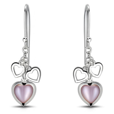 Boucles d'oreilles Argent  Coeur et Nacre Rose