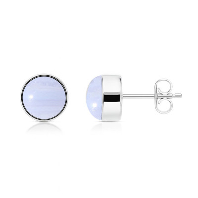 Boucles d'oreilles Argent et Calcédoine Rondes 8mm