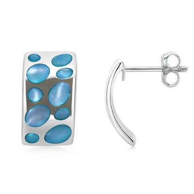 Boucles d'oreilles Argent et Nacre bleue