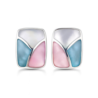 Boucles d'oreilles Argent et Nacre multicolore