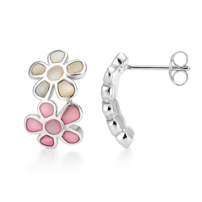 Boucles d'oreilles Argent et Nacre multicolore
