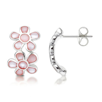 Boucles d'oreilles Argent et Nacre rose
