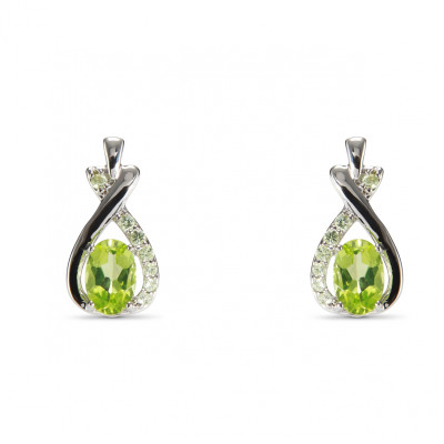 Boucles d'oreilles Argent et Péridot Ovale 6x4mm