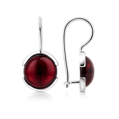 Boucles d'oreilles Argent Grenat Cabochon 10mm