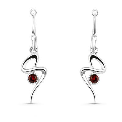 Boucles d'oreilles Argent  Grenat Motif S