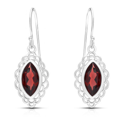 Boucles d'oreilles Argent Grenat Navette 12x6mm