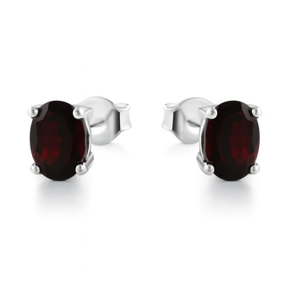 Boucles d'oreilles Argent  Grenat Ovale 8x6mm