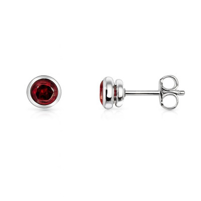 Boucles d'oreilles Argent  Grenat Rond 4.5mm
