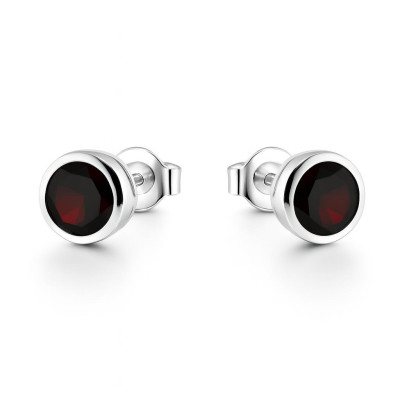 Boucles d'oreilles Argent  Grenat Rond 6mm