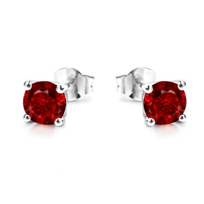 Boucles d'oreilles Argent Grenat  Ronds 6mm