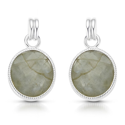 Boucles d'oreilles Argent Labradorite Rondes 14mm