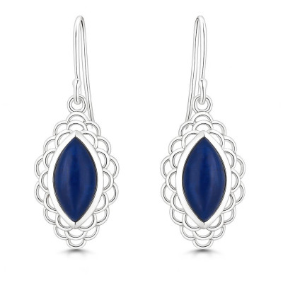 Boucles d'oreilles Argent Lapis Lazuli Navette 12x6mm