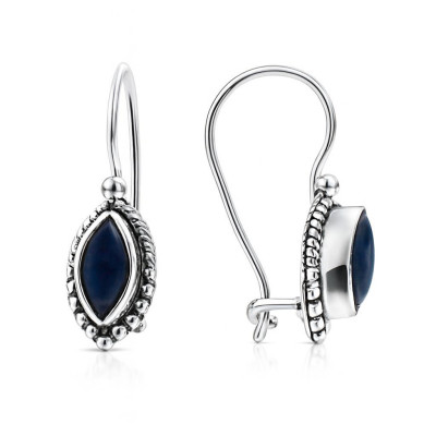 Boucles d'oreilles Argent Lapis Lazuli Navette 7x3mm