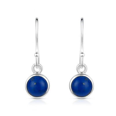 Boucles d'oreilles Argent  Lapis Lazuli Rondes 7mm