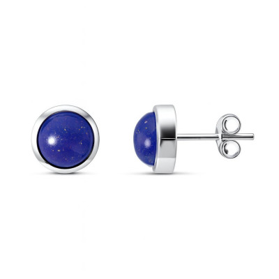Boucles d'oreilles Argent  Lapis Lazuli Rondes 8mm