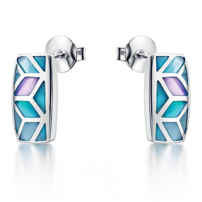 Boucles d'oreilles Argent  Nacre Bleue Motif