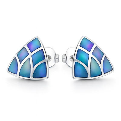 Boucles d'oreilles Argent  Nacre Bleue Triangle