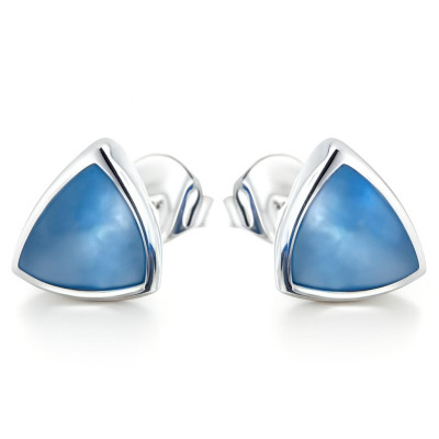 Boucles d'oreilles Argent  Nacre Bleue Triangulaire