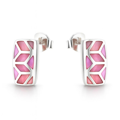 Boucles d'oreilles Argent  Nacre Rose Motif