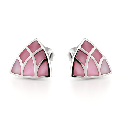Boucles d'oreilles Argent  Nacre Rose Triangle