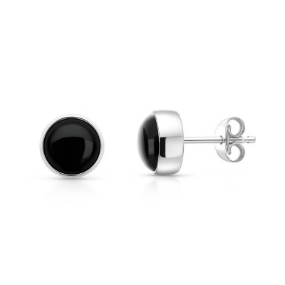 Boucles d'oreilles Argent  Onyx Rondes 8mm