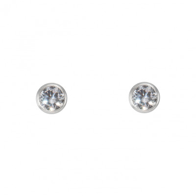 Boucles d'oreilles Argent Oxyde de Zirconium Ronds 5mm Serti Clos