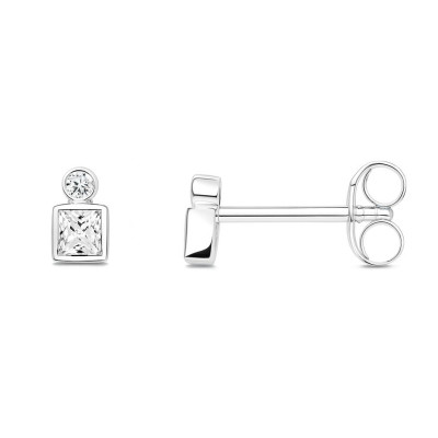 Boucles d'oreilles Argent Oxyde Rond et Carré
