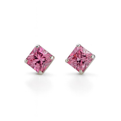 Boucles d'oreilles Argent Oxyde Rose carré 5mm