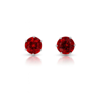 Boucles d'oreilles Argent Oxyde Rouge Rond 5mm