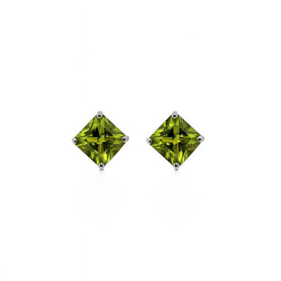 Boucles d'oreilles Argent Oxyde Vert carré 5mm