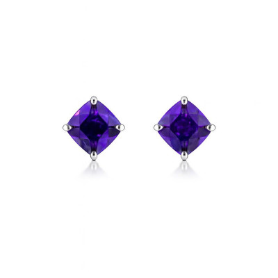 Boucles d'oreilles Argent Oxyde Violet carré 5mm