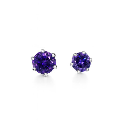 Boucles d'oreilles Argent Oxyde Violet Rond 5mm