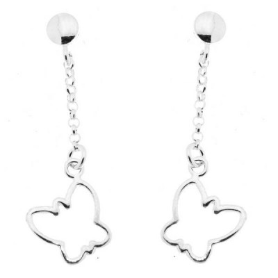Boucles d'oreilles Argent  Papillons Pendants
