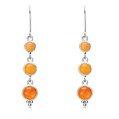 Boucles d'oreilles Argent Pendantes et Cornaline Ronde