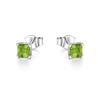Boucles d'oreilles Argent Péridot Carré 4mm