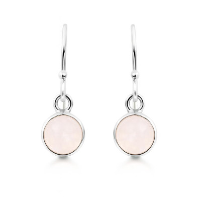 Boucles d'oreilles Argent Quartz Rose Ronds 7mm