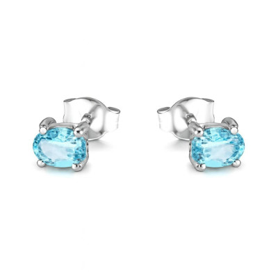 Boucles d'oreilles Argent Topaze Bleue Traitée Ovale 6x4